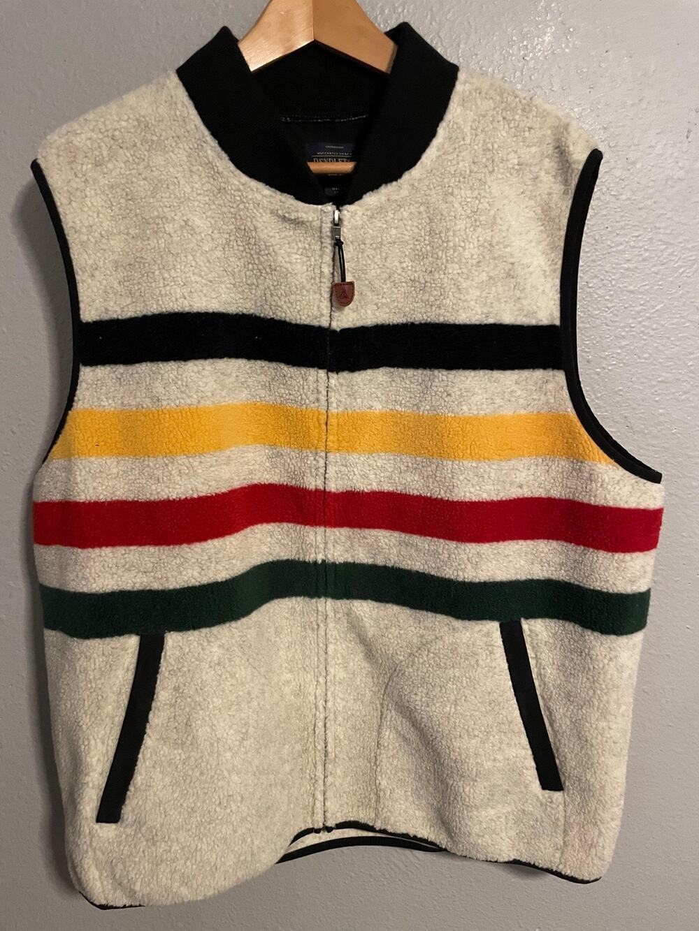 Pendleton The Glacier Park Stripe Fleece Vest Mens Large Striped Full Zip Lined